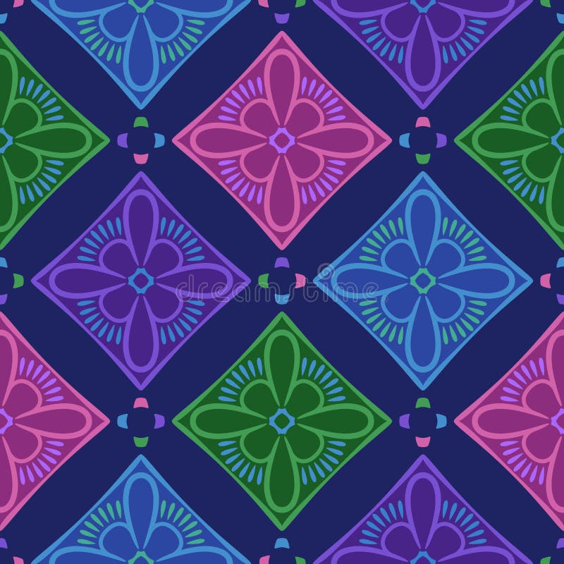 Vector floral lattice seamless pattern stock illustration