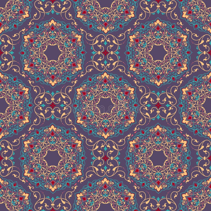 Vector Floral Seamless Pattern Background in Arabian Style. Arabesque ...