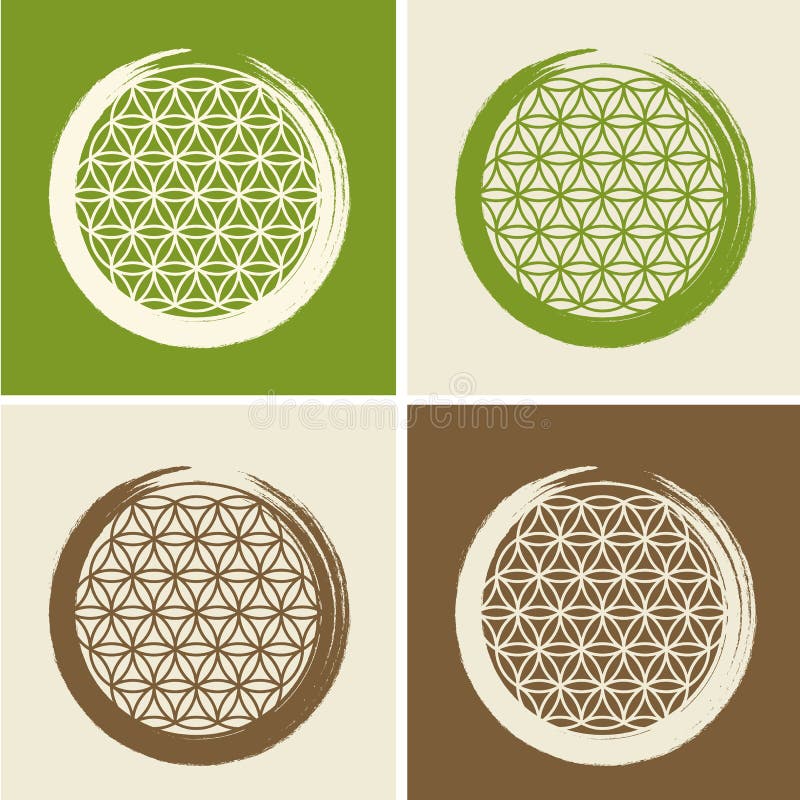 Vector Flower of Life Symbol in Zen Circle Illustration Stock Vector