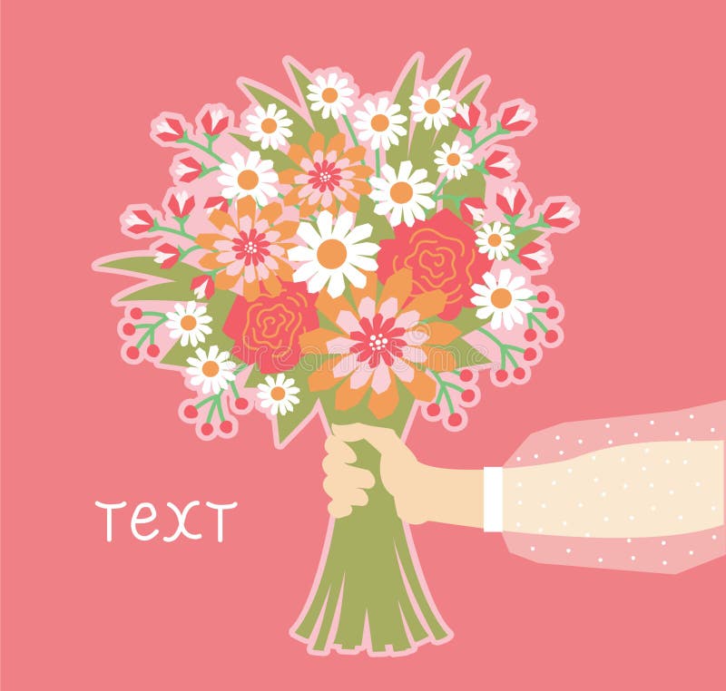 Hand Hold Flowers Vector Line Art Design Stock Vector Illustration of
