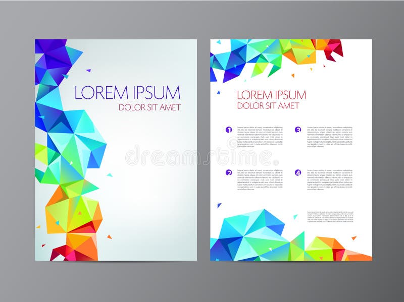 Vector flyer, colorful rainbow brochure abstract design 2 sides, background, cover.