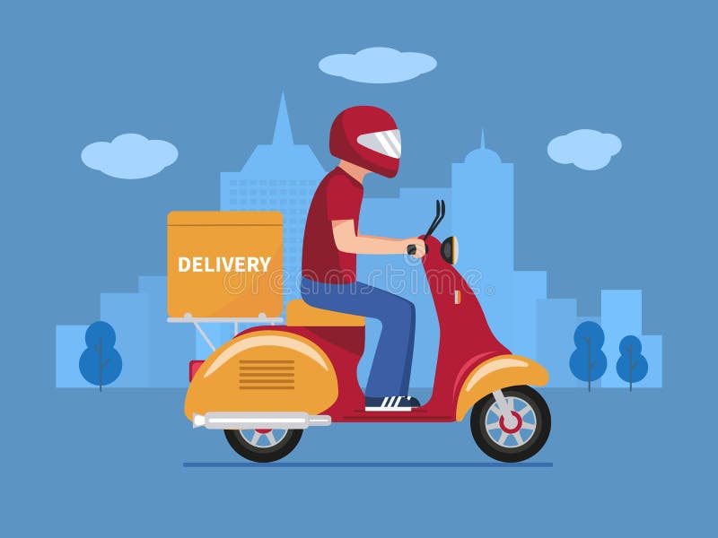 Vector Illustration of a Courier Delivery Riding a Scooter,delivery Logo, shipping, Silhouette Riding,symbol Template Stock Vector - Illustration of  export, goods: 213010437