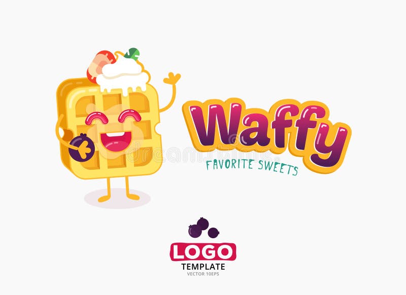 Belgian sweet wafer logo template. Bright and positive character. Belgian sweet wafer logo template. Bright and positive character.