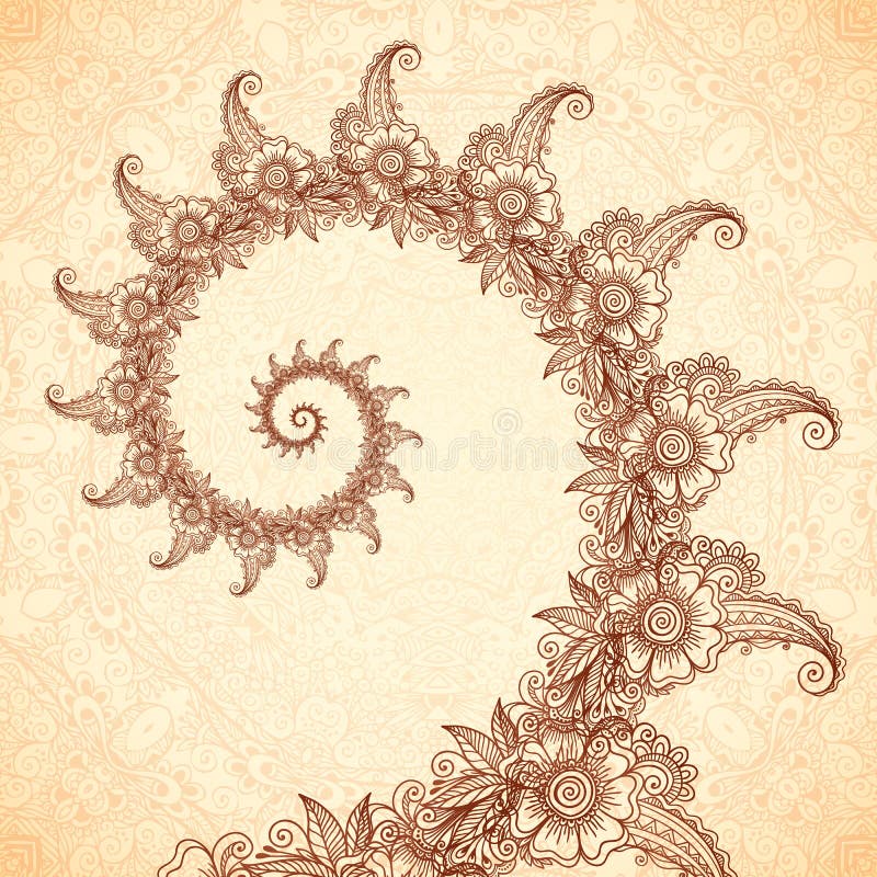Vector fractal spiral in henna tattoo style royalty free illustration Vector fractal spiral in henna tattoo style royalty free illustration