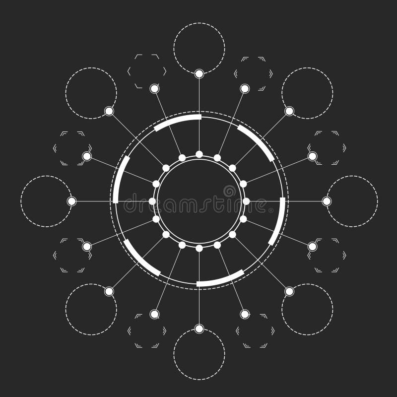 Vector frame with blank windows for icons on a dark background. stock illustration