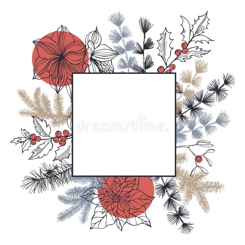 Vector Frame With Hand Drawn Coffee Plant And Beans Stock ...