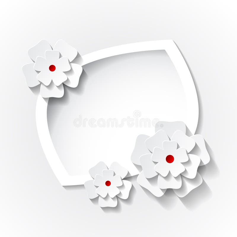 Vector frame with paper flowers