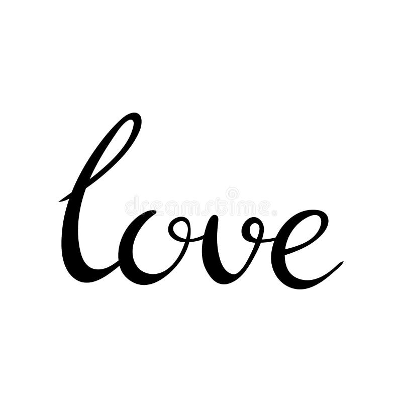 Vector Freehand Letters `love` Text Doodles, Valentine`s Day Stock