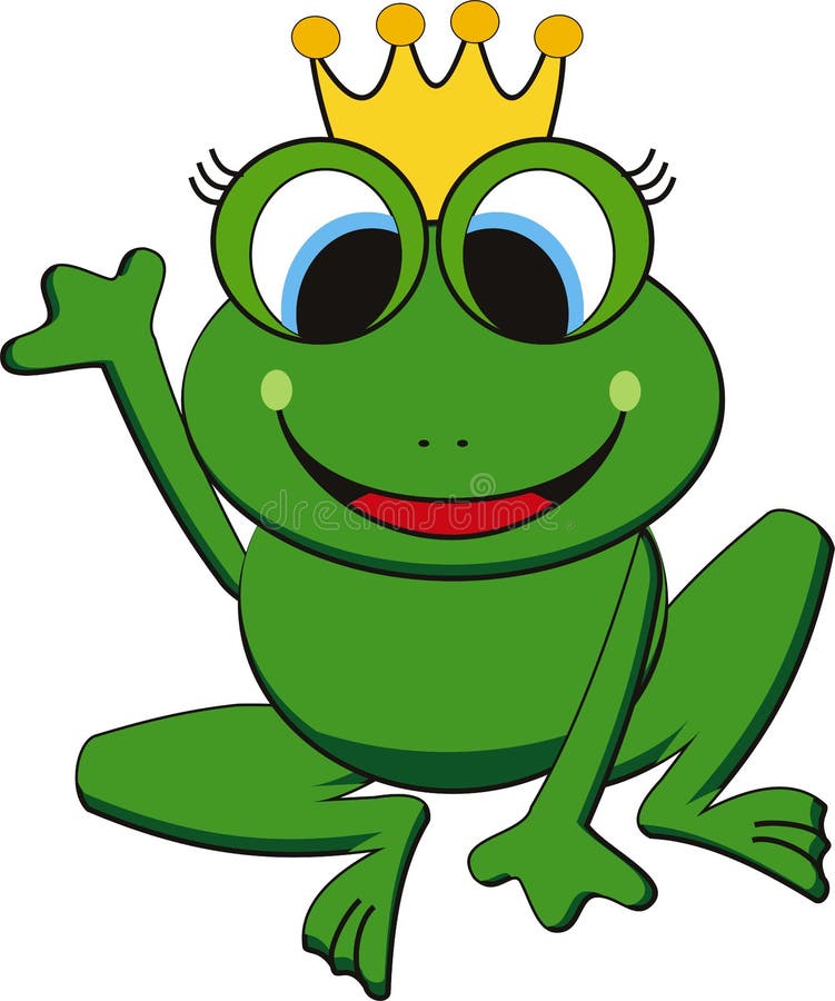 Vector illustration of happy king frog. Tadpole cute vectors