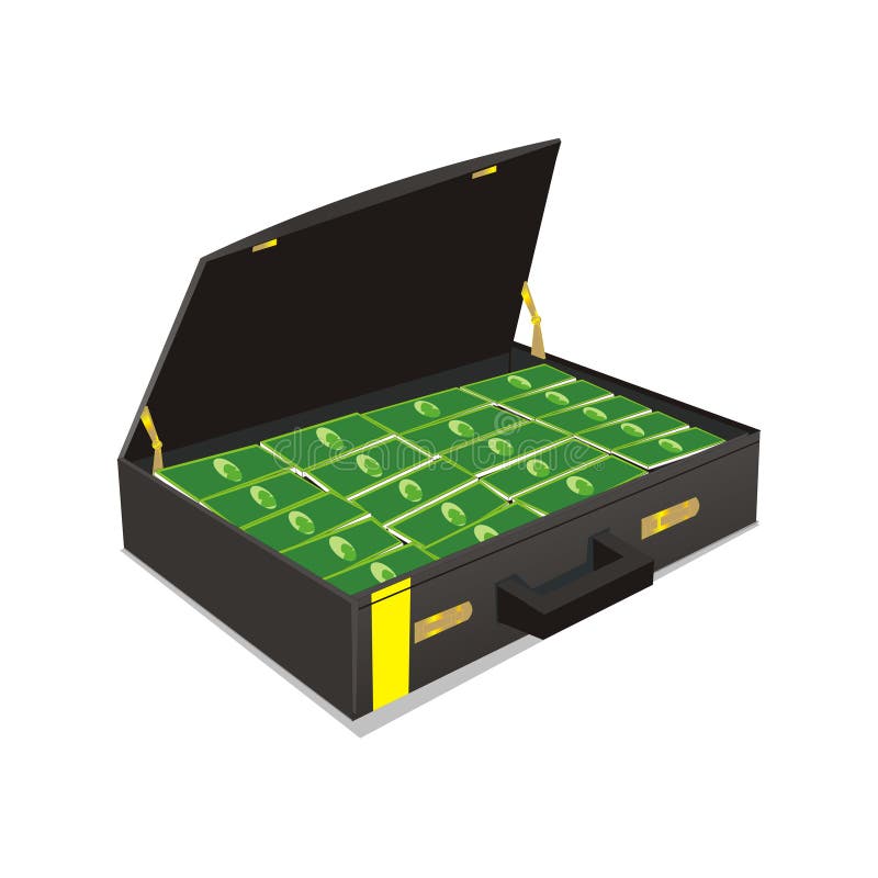 Vector Full Of Money Suitcase Stock Vector Illustration of hand