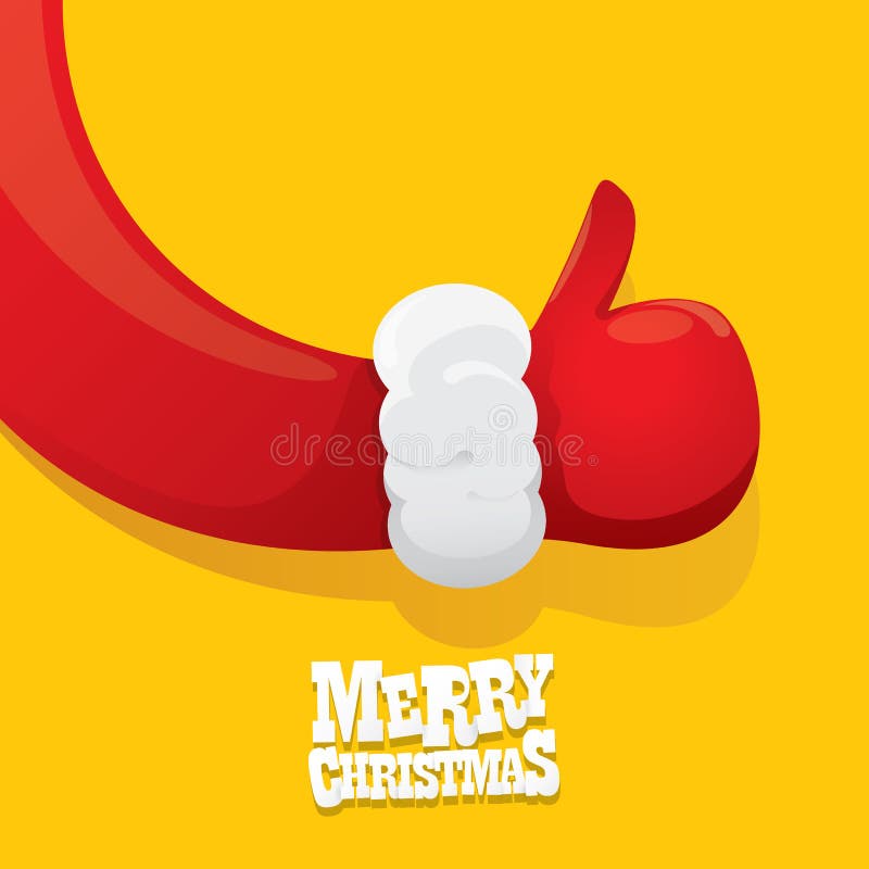 Vector funky cartoon Santa Claus like hand icon isolated on orange background . thumbs up santa hand symbol. stock illustration Vector funky cartoon Santa Claus like hand icon isolated on orange background . thumbs up santa hand symbol. stock illustration