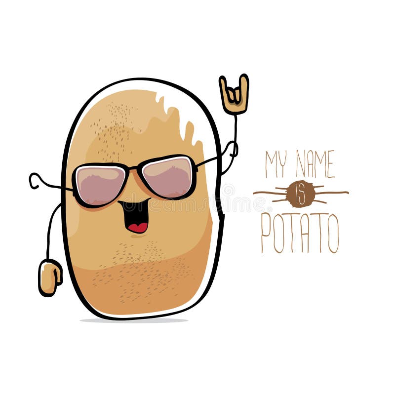 Brown cute little kawaii potato cartoon Royalty Free Vector