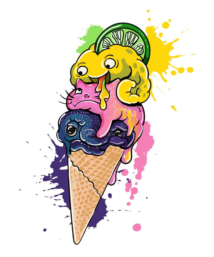 Colorful Icecream Cones on a White Background Stock Illustration ...