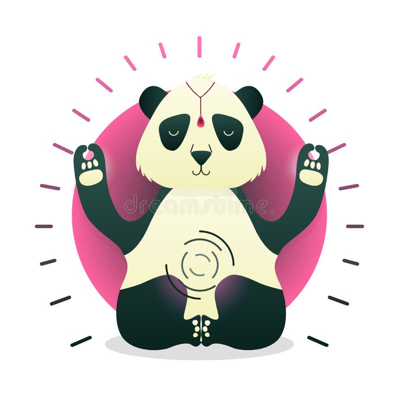 Relaxing Panda with Bamboo Leaf in His Hand Stock Vector - Illustration ...
