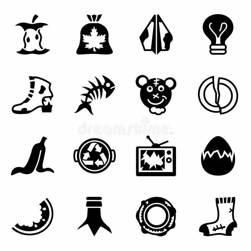 Vector Garbage icon set royalty free illustration