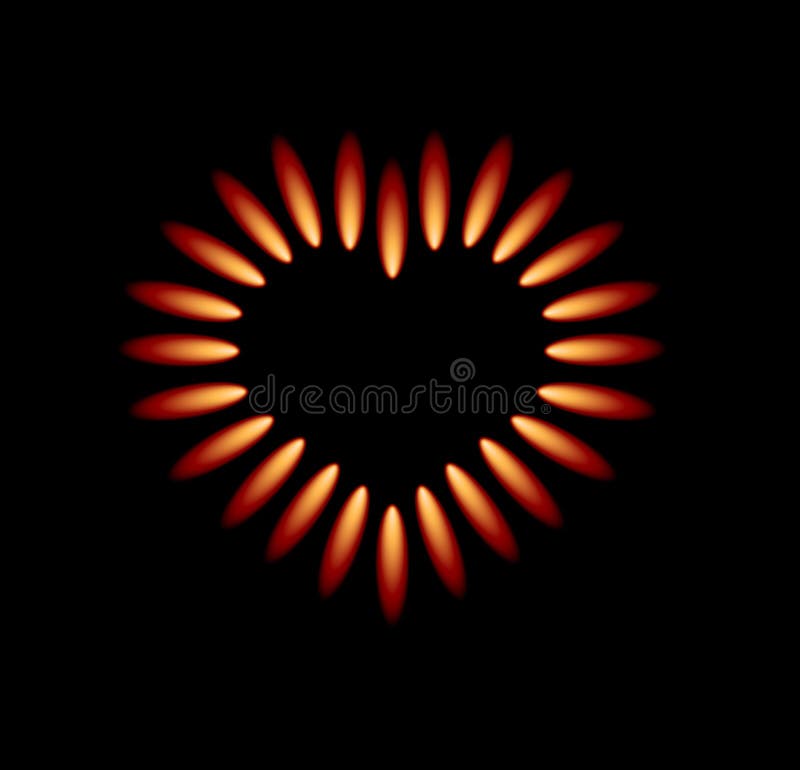 Vector gas stove with red flames