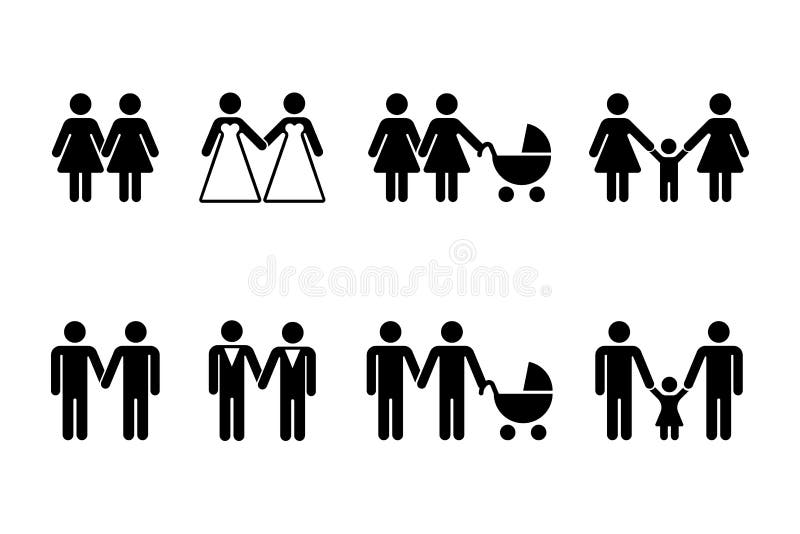 Vector gay family with children icons white