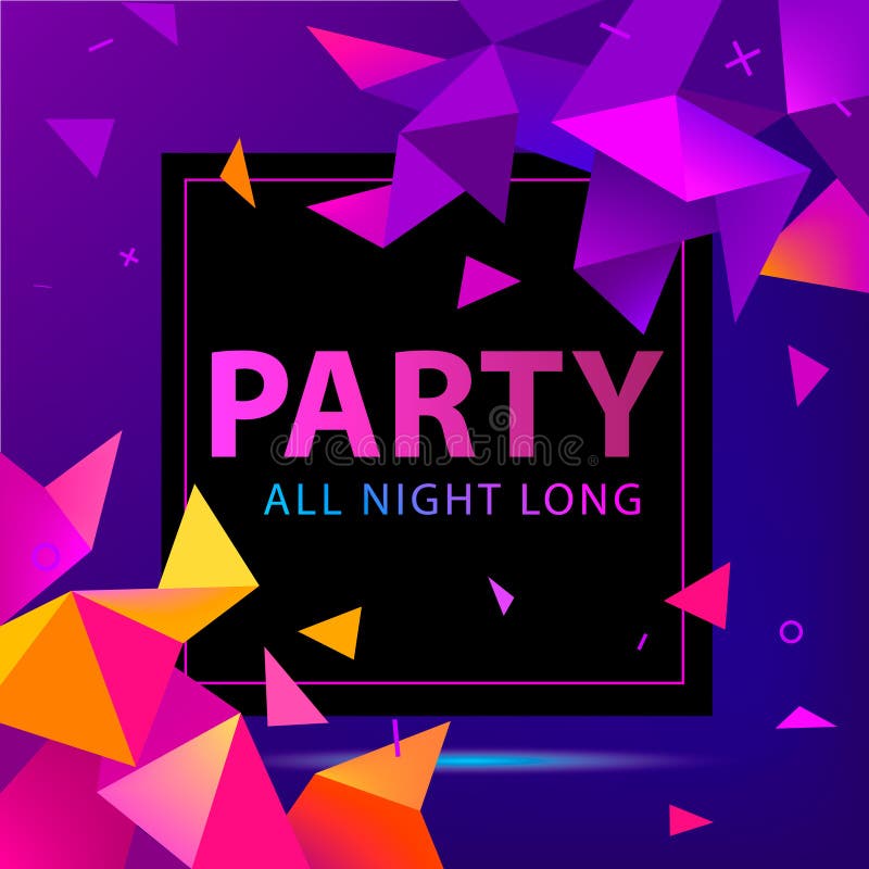 Vector gefacetteerde partijaffiche, vlieger Moderne 3d futuristisch vector illustratie