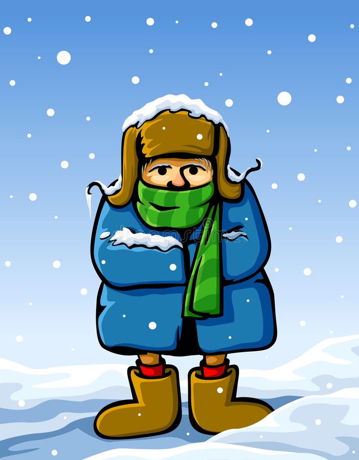 Dressed man in winter snow vector illustration. Dressed man in winter snow vector illustration