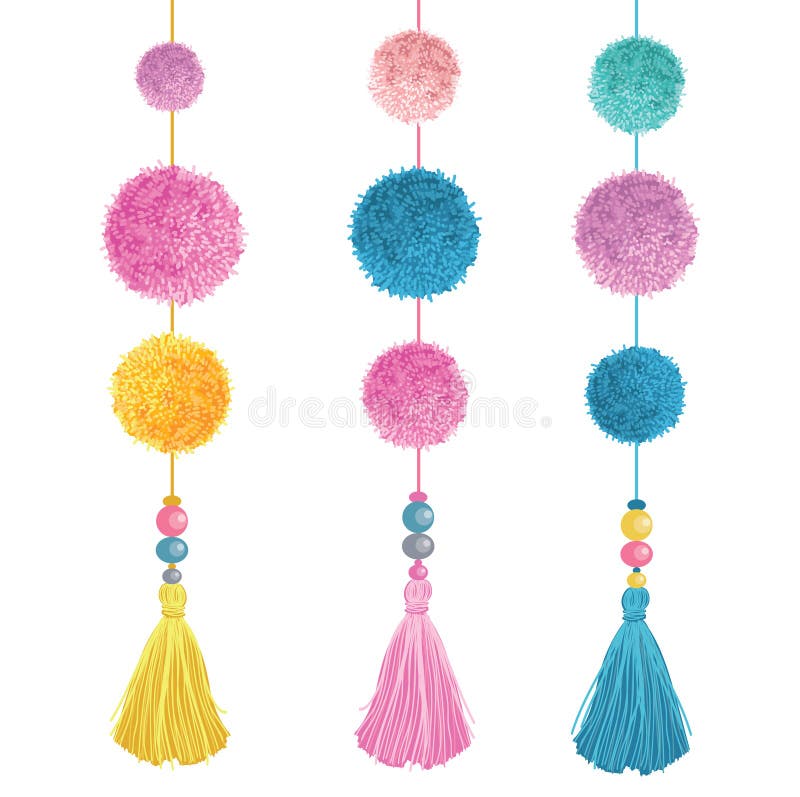 Vector Happy Colorful Birthday Party Pom Poms, Beads, and Tassels Set Of Elements. Great for handmade cards, invitations, nursery designs. Cute Birthday party decor. Vector Happy Colorful Birthday Party Pom Poms, Beads, and Tassels Set Of Elements. Great for handmade cards, invitations, nursery designs. Cute Birthday party decor.