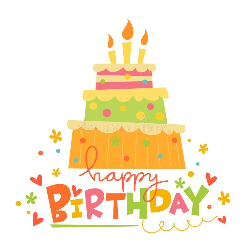 Vector Gelukkige Verjaardagskaart met leuke cake