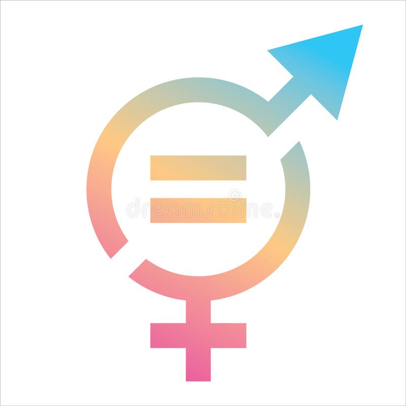 Vector gender equal sign icon. Men and women equality concept icon pastel gradient style isolated on white background. Female and