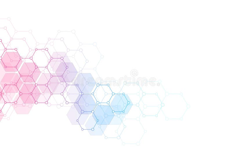 Vector geometric background from hexagons. Abstract molecular structure and chemical elements. Medical, science and