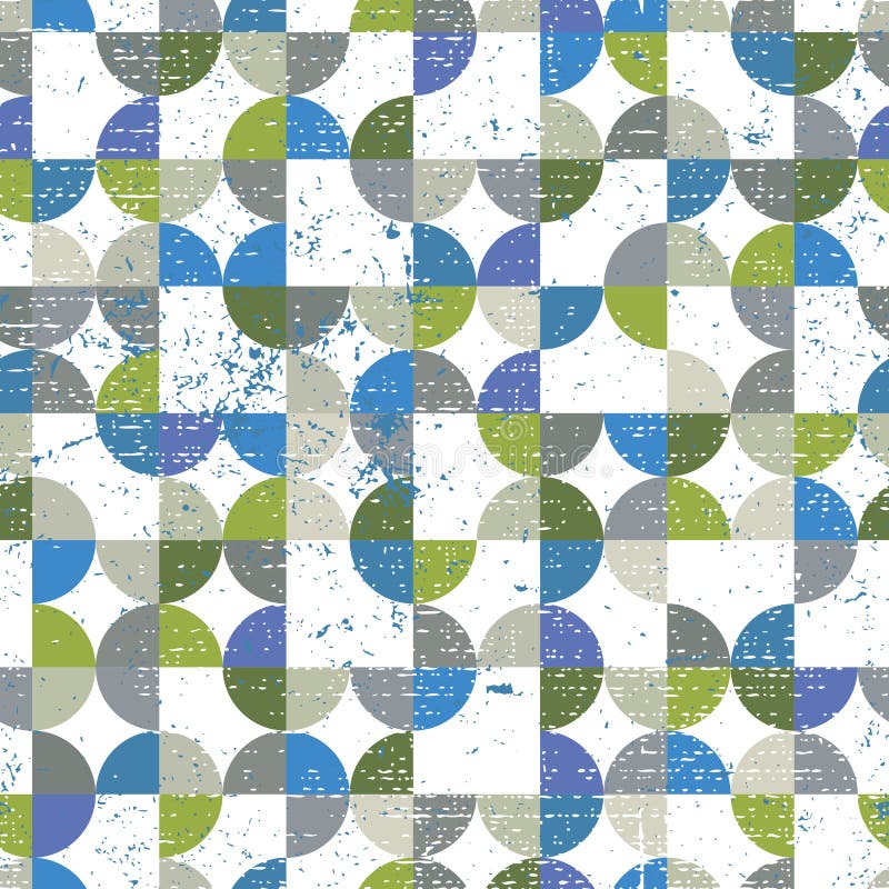 Vector geometric colorful textile abstract seamless pattern, spherical spring mosaic canvas. royalty free illustration