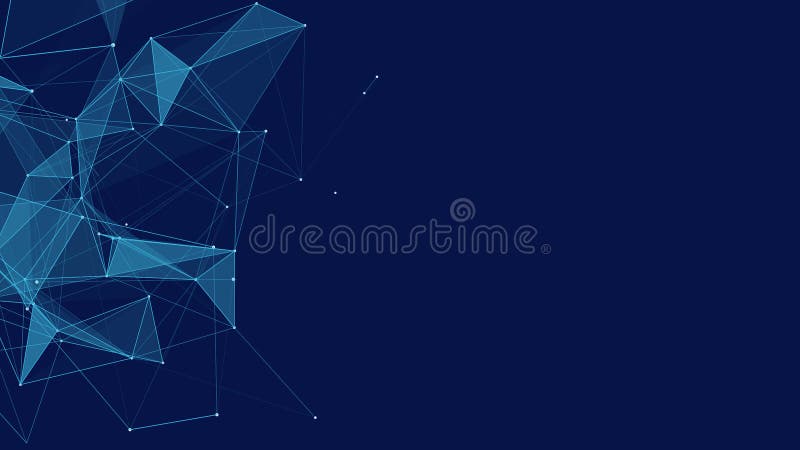 Vector geometric polygonal space. Colored connection structure of dots and lines. Triangular backdrop for presentation vector illustration