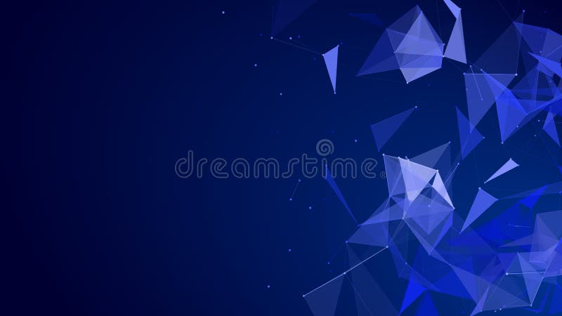 Vector geometric polygonal space. Colored connection structure of dots and lines. Triangular backdrop for presentation royalty free illustration