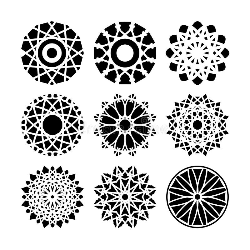 Vector Geometric Mosaic Ornaments Set vector illustration