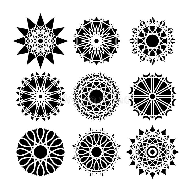 Vector Geometric Mosaic Ornaments Set vector illustration