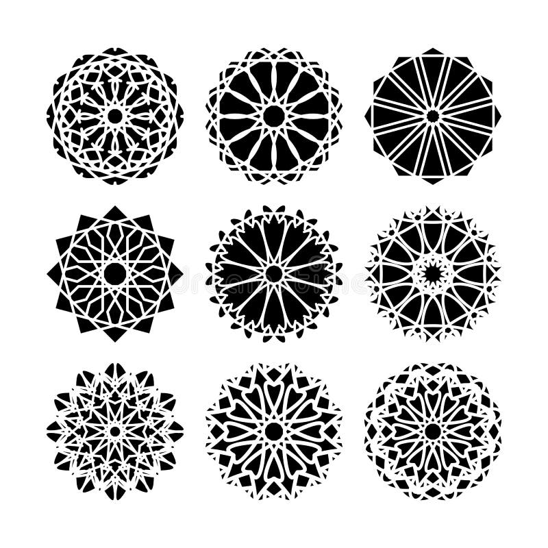 Vector Geometric Mosaic Ornaments Set vector illustration