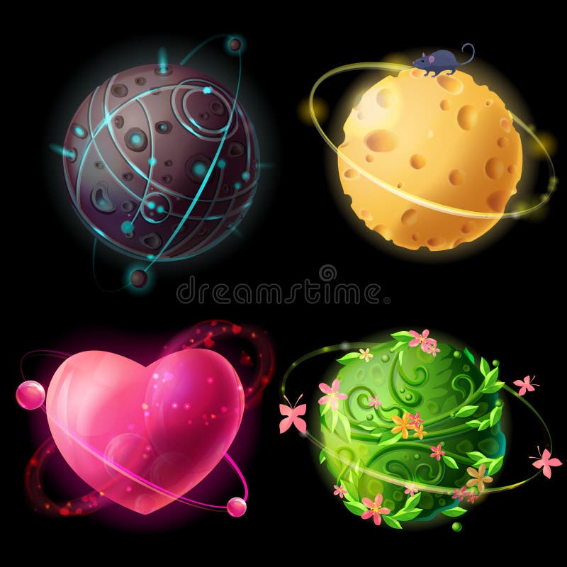 Vector geplaatste beeldverhaalwerelden Vreemdeling, kaas, installaties, de illustratie van liefdeplaneten Kosmische, ruimteelemen vector illustratie Vector geplaatste beeldverhaalwerelden Vreemdeling, kaas, installaties, de illustratie van liefdeplaneten Kosmische, ruimteelemen vector illustratie