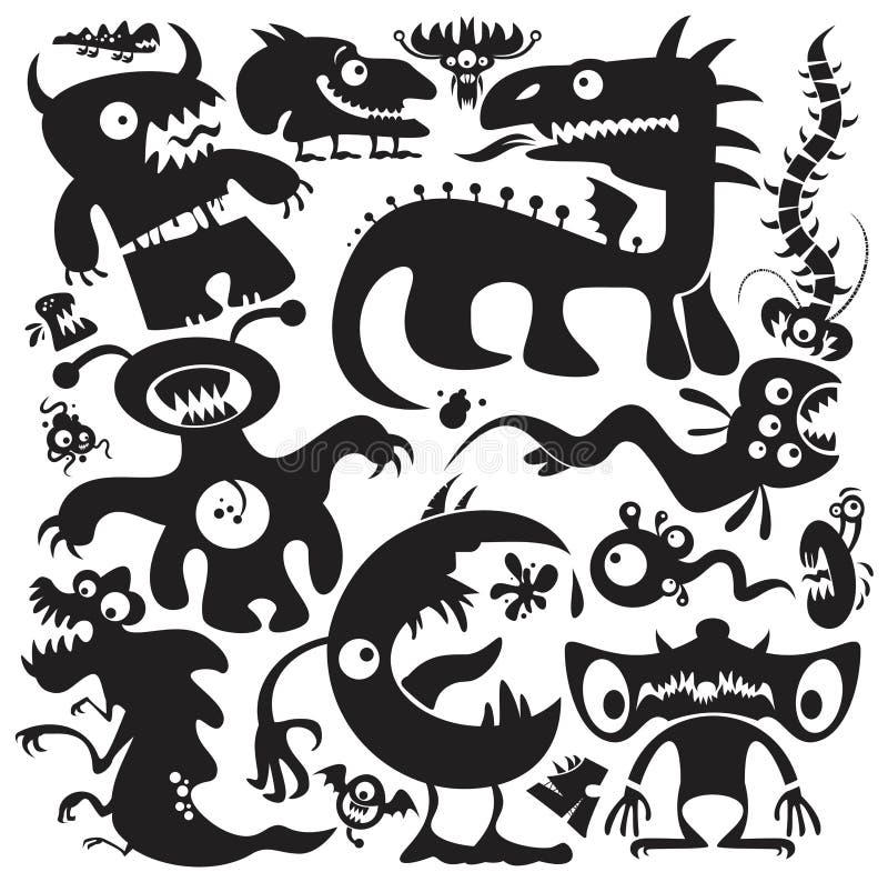 Vector geplaatste monsters royalty-vrije illustratie Vector geplaatste monsters royalty-vrije illustratie