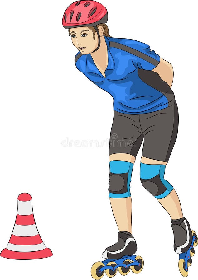 Vector. Girl on Roller Skates. Stock Vector - Illustration of health ...