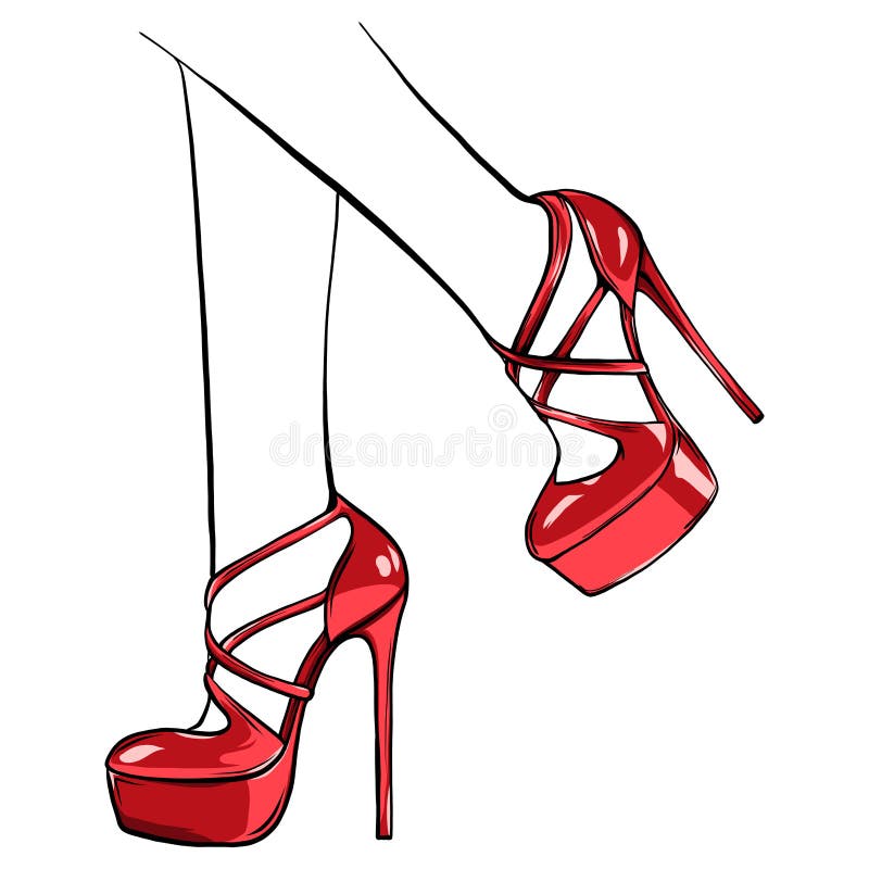 Vector Girls in High Heels. Fashion Illustration. Female Legs in Shoes ...