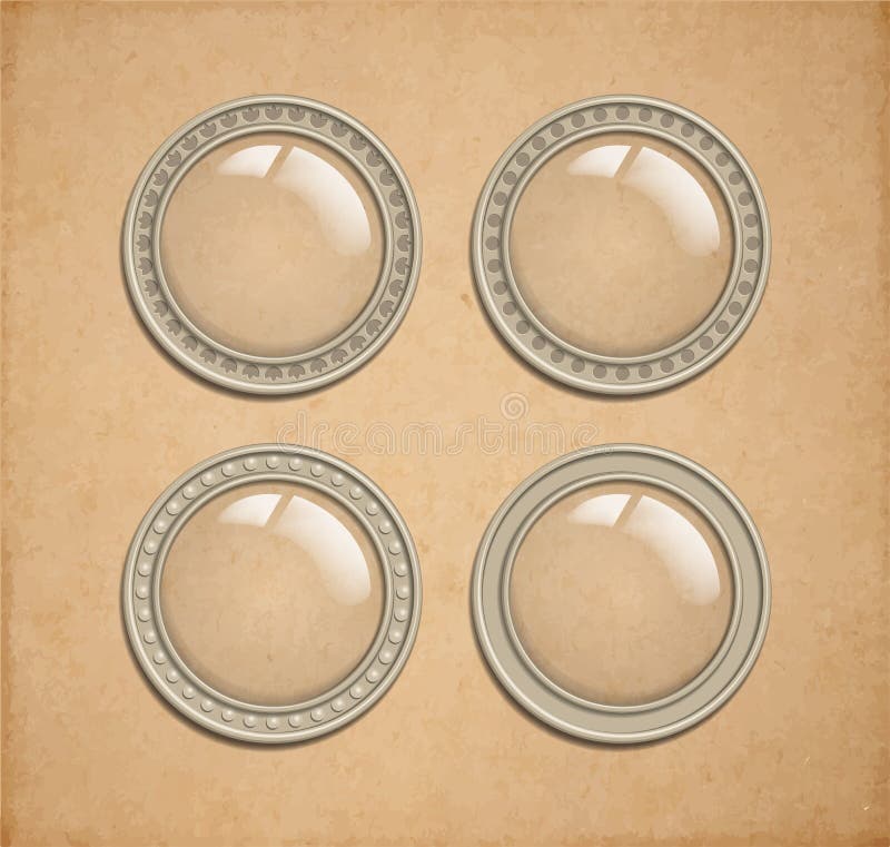 Vector glass transparent buttons