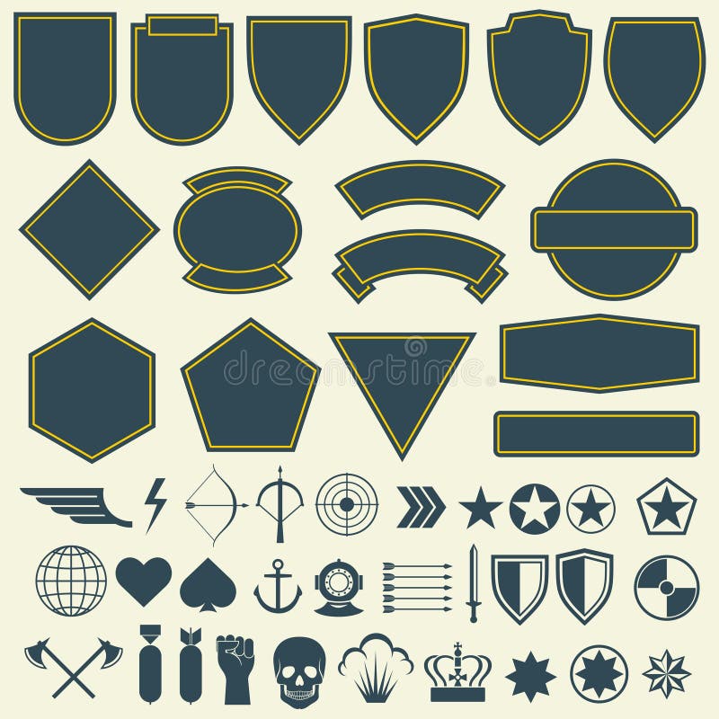 Vector Gli Elementi Per I Militari, Le Toppe Dell'esercito, Distintivi  Messi Illustrazione Vettoriale - Illustrazione di classico, sfondo: 74896939