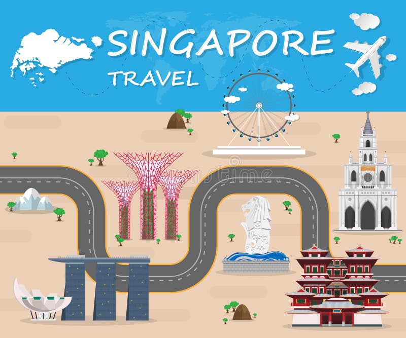 Vector global de Infographic del viaje y del viaje de la señal de Singapur ilustración del vector Vector global de Infographic del viaje y del viaje de la señal de Singapur ilustración del vector