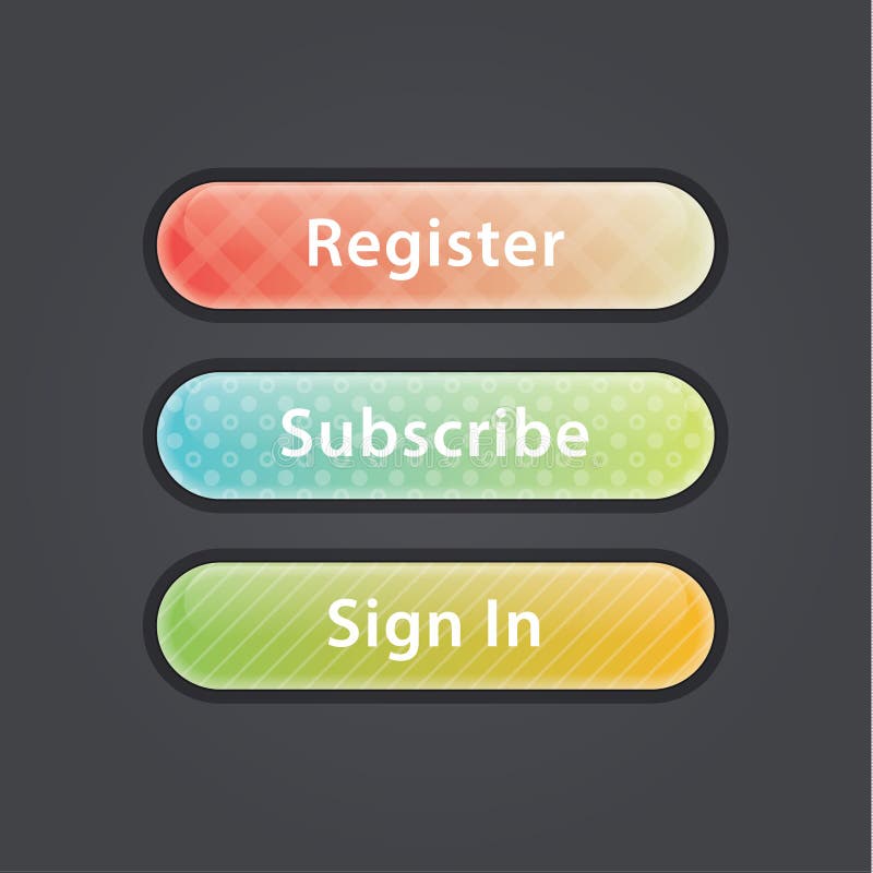 Vector glossy button. Three colorfully buttons. royalty free illustration