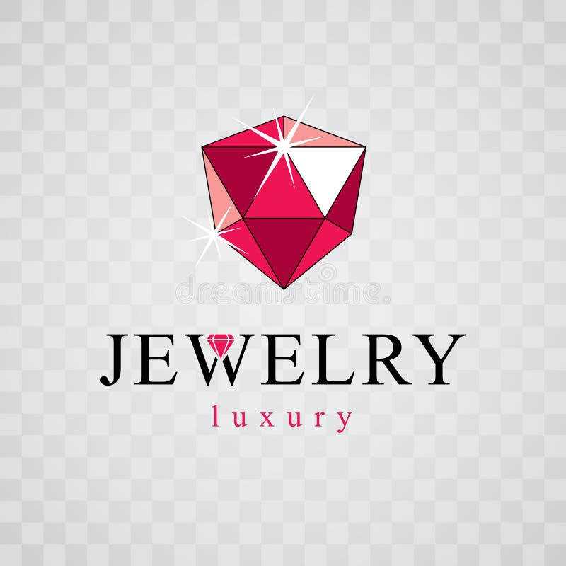Vector glossy red ruby. Brilliant jewelry sign emblem, illustration vector illustration