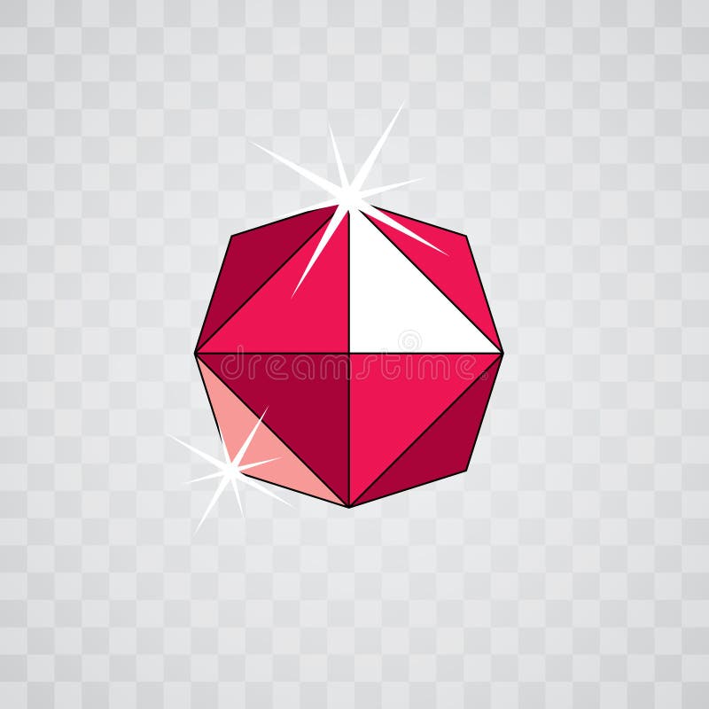 Vector glossy red ruby symbol. Luxury diamond icon, illustration stock illustration