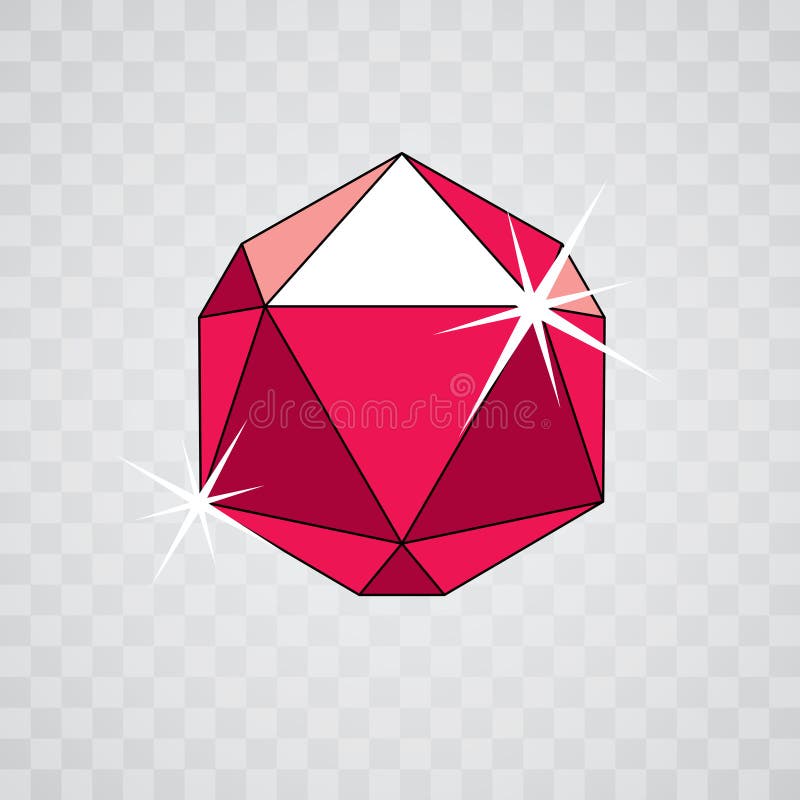 Vector glossy red ruby symbol. Luxury diamond icon, illustration stock illustration