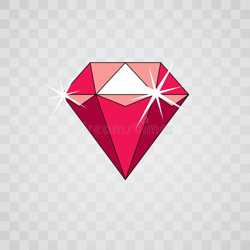 Vector glossy red ruby symbol. Luxury diamond icon. vector illustration