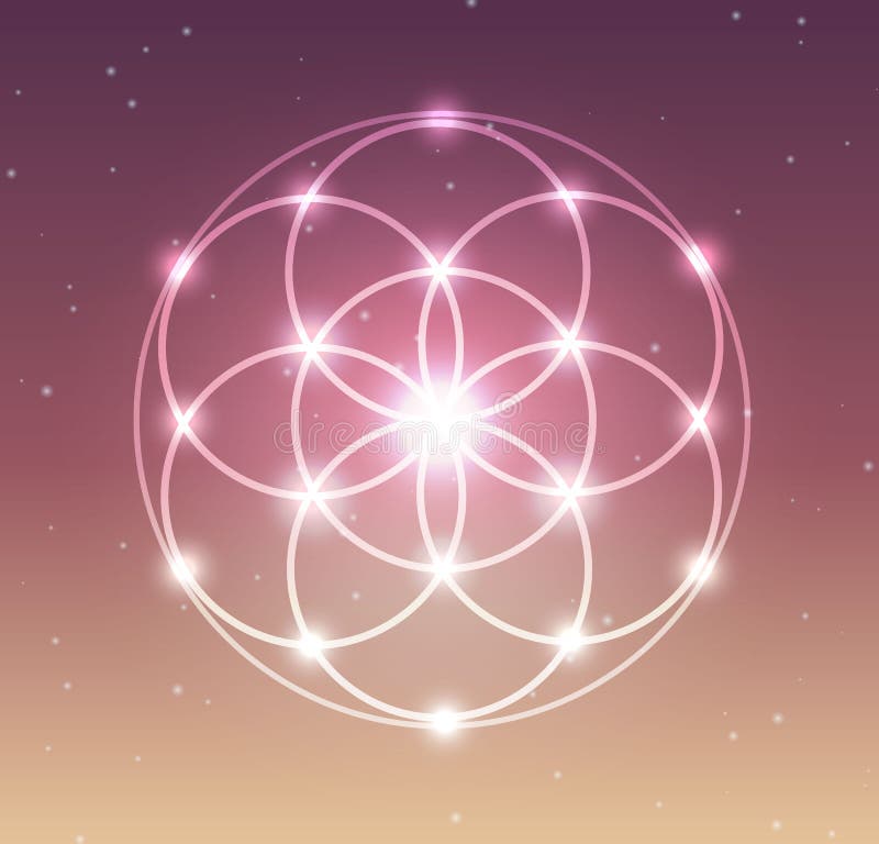 Vector Glowing Flower of Life Symbol Illustration Stock Vector