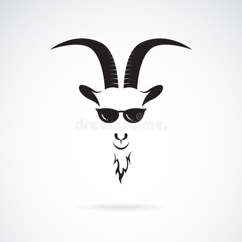 Vector of goat head wearing sunglasses on white background. Wild Animals. Easy editable layered vector illustration