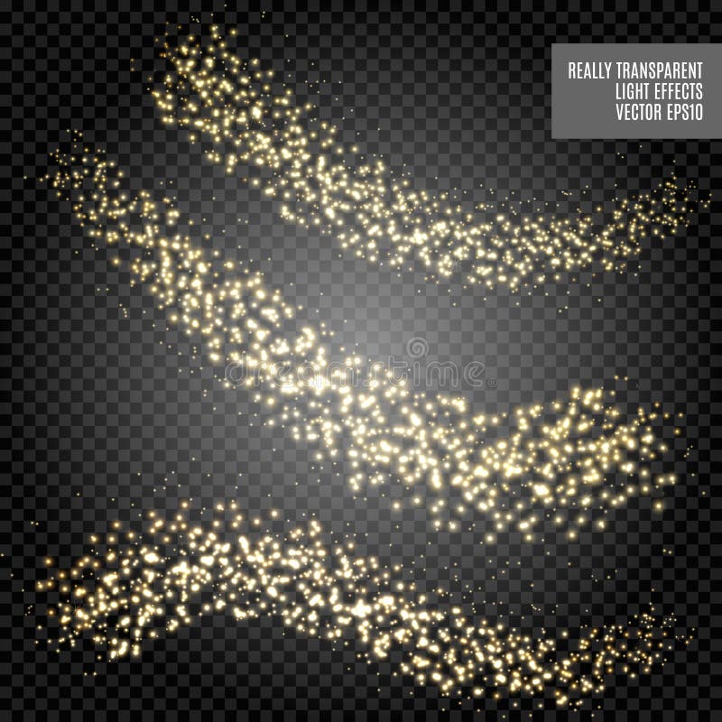 Vector gold glitter abstract illustration. Star dust trail sparkling particles isolated on transparent background. stock illustration Vector gold glitter abstract illustration. Star dust trail sparkling particles isolated on transparent background. stock illustration
