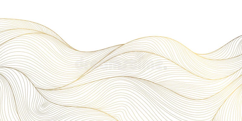 Vector Gold Line Wave Background, Abstract Luxury Elegant Pattern