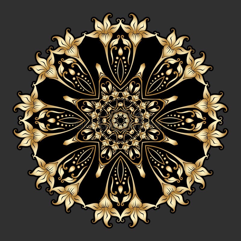 Vector gold round ornament.